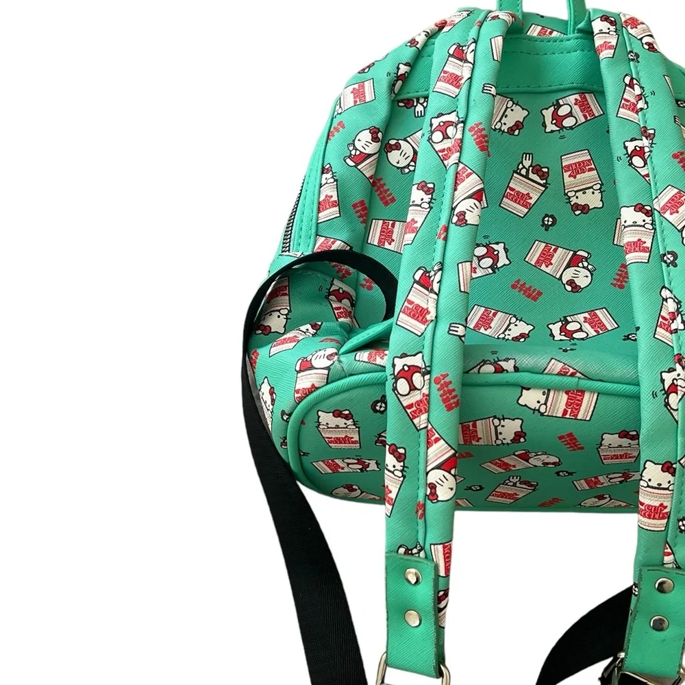 Hello Kitty | Cup Noodles green faux leather graphic small backpack